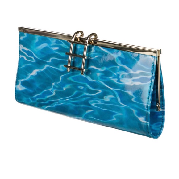 Kate Spade Patent Leather Blue Pool Clutch - Picture 3 of 6